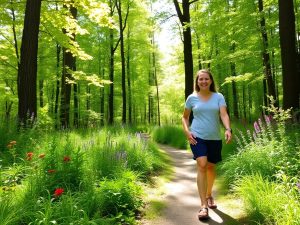 Persoană bucurându-se de natură în aer liber.